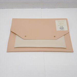Vegan Leather Laptop Folio Fits Laptops Two Pockets Button Closure Up To 14" NWT
